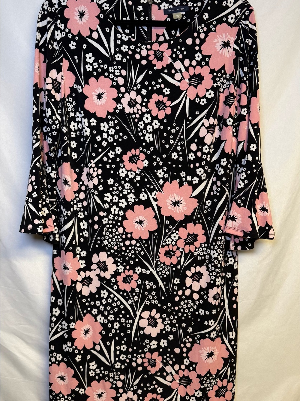 Tommy Hilfiger Black & Pink Floral Midi Dress